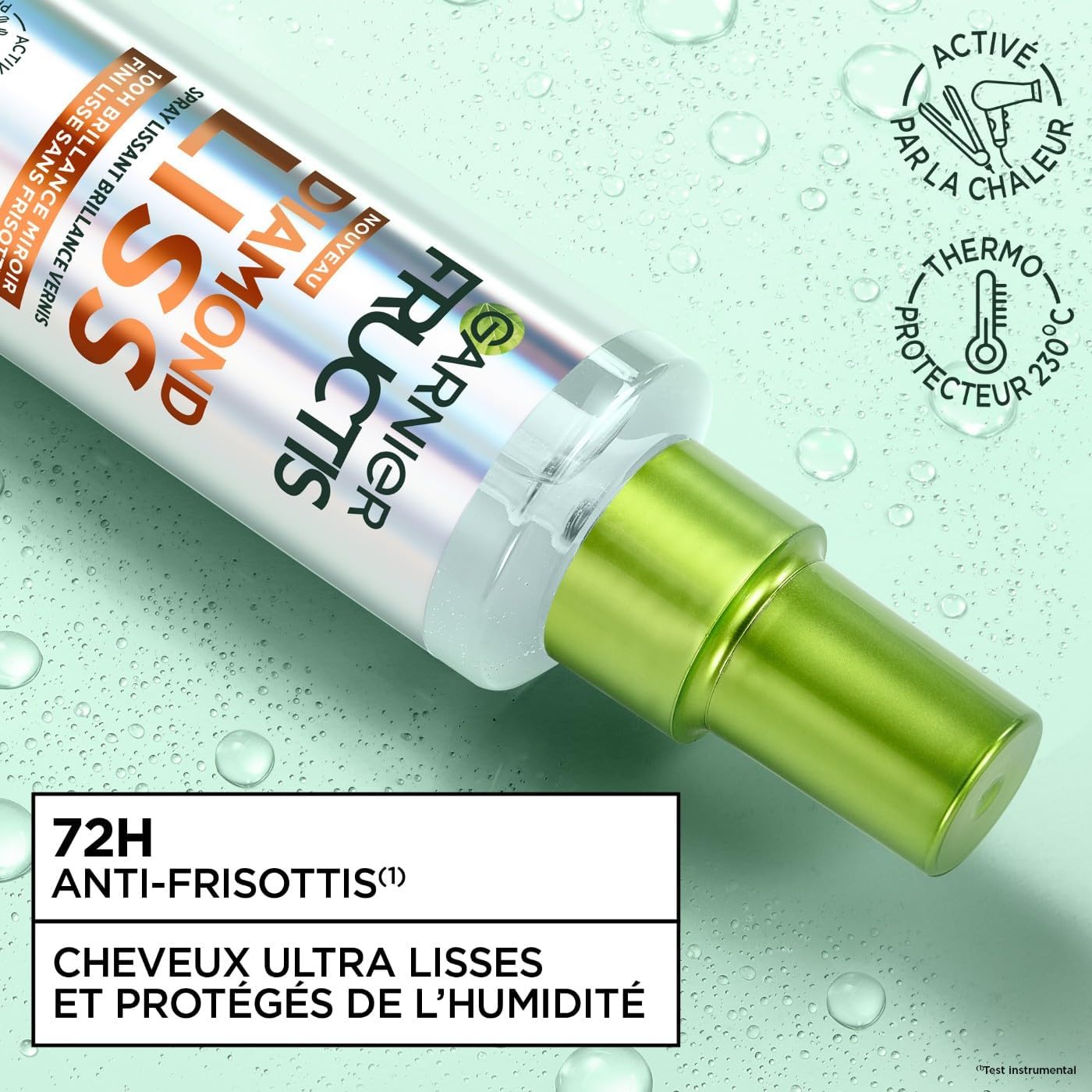 Detalle de Garnier Fructis Diamond Liss – Spray lissant brillance diamant thermo-protecteur, anti-frisottis, 150 ml
