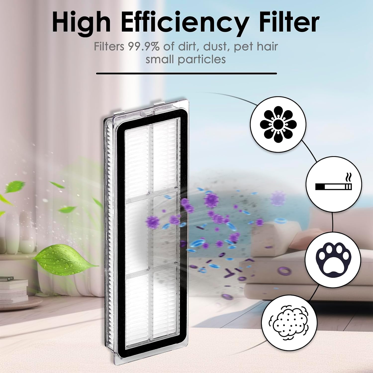 Detalle de FILTERIST L10s Ultra HEPA-filter, 3-pack för kompatibla robotdammsugare