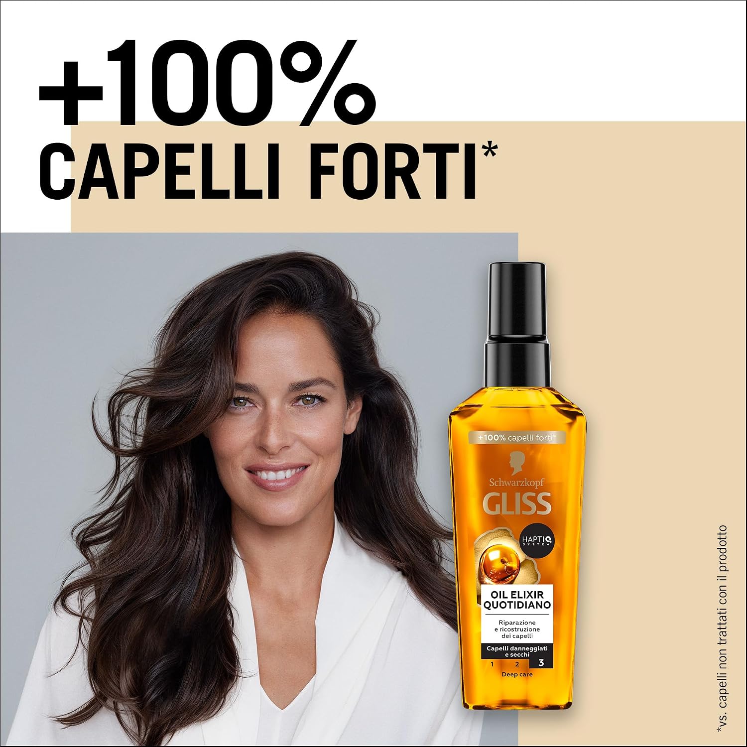 Detalle de Schwarzkopf Gliss Oil Elixir Quotidiano 75 ml: olio nutriente per capelli danneggiati, con HAPTIQ System