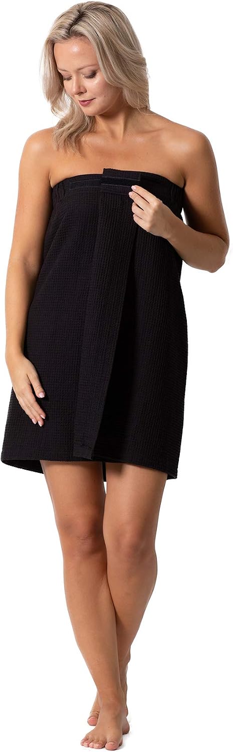 Detalle de Turkish Linen Women’s Waffle Spa Body Wrap with Adjustable Closure