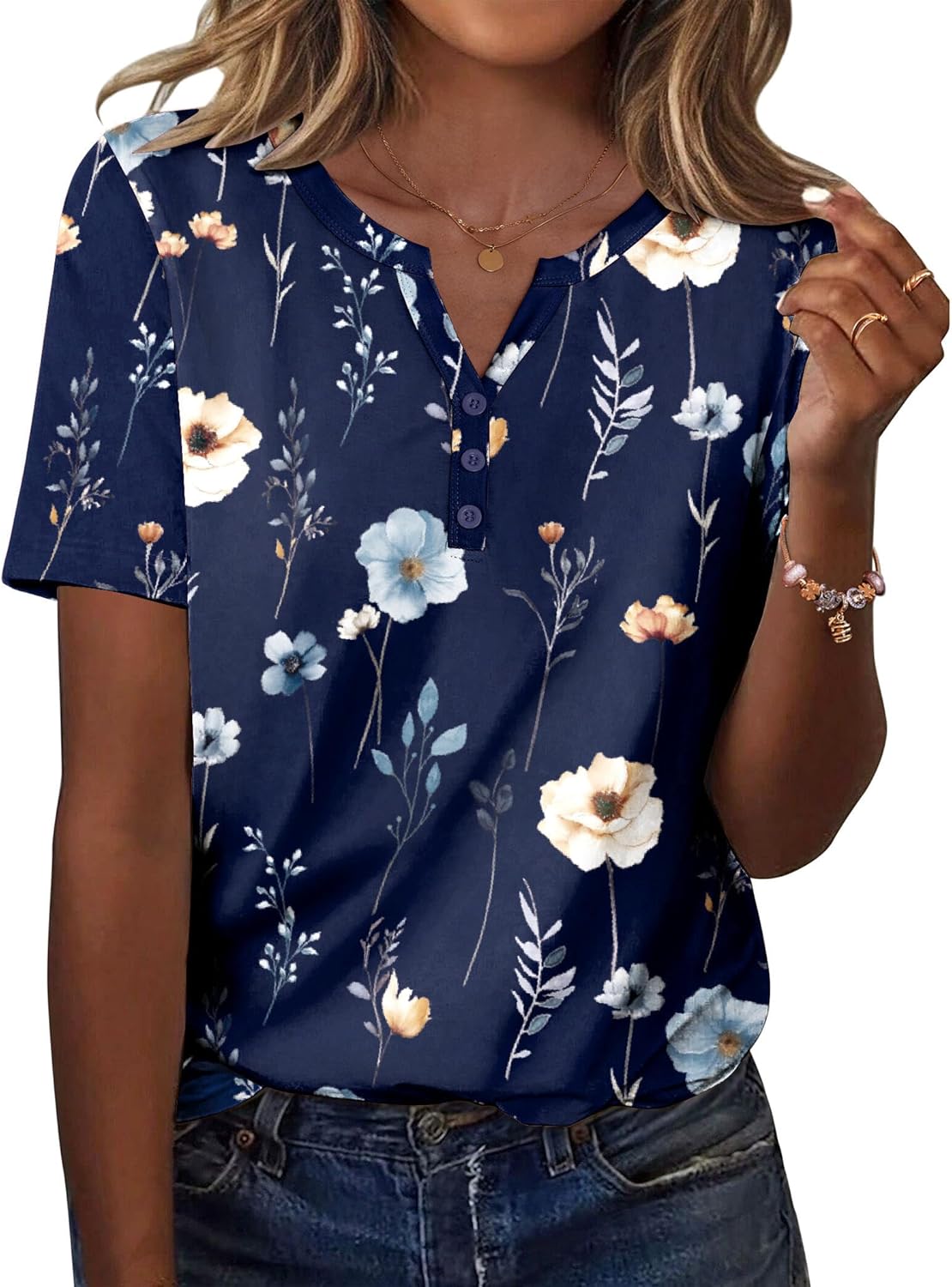 Thumbnail 5 de Zeagoo Womens Summer Tops V Neck Short Sleeve