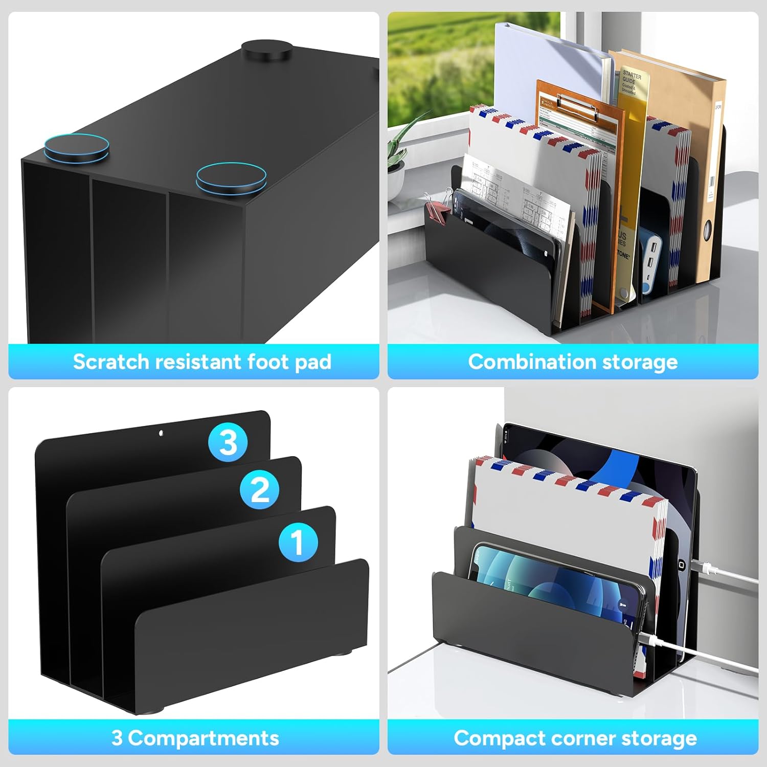 Thumbnail 5 de OUTIOE Mail Organizer Small Metal File Holder ๐