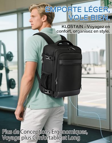Thumbnail 5 de KLOSTAIN Sac à Dos Cabine Voyage 40x20x25 cm – 20 L, 14" ordinateur, Noir