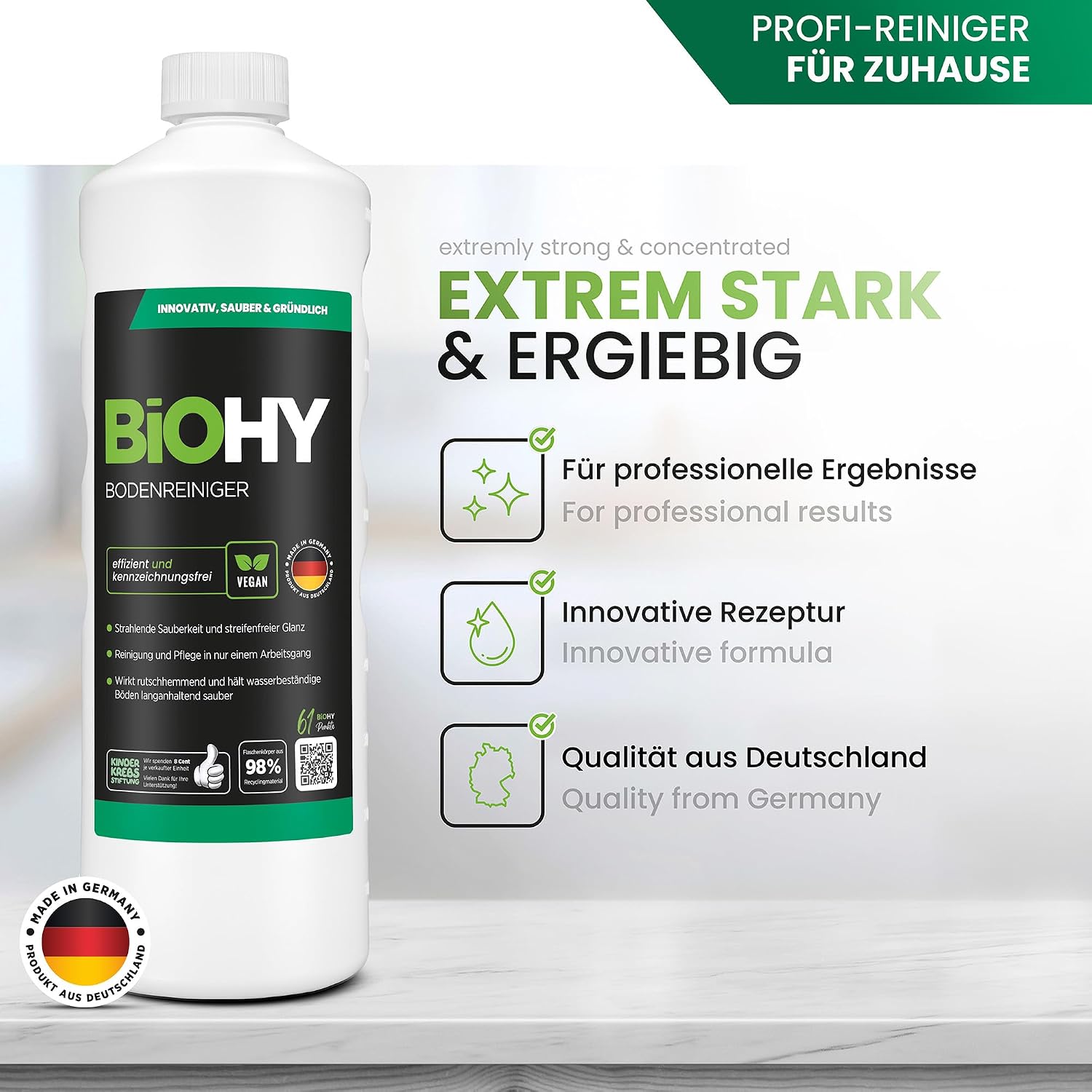 Detalle de BIOHY Vloerreiniger concentraat, 1 liter voor harde vloeren en reinigingsmachines