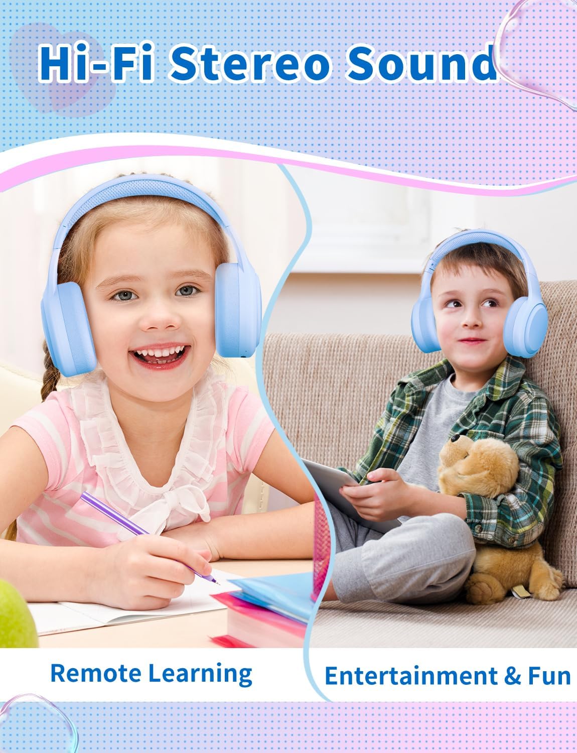Thumbnail 4 de Xunpuls Bluetooth-Kopfhörer für Kinder – faltbar, kabellos, 2-in-1 mit Kabeloption