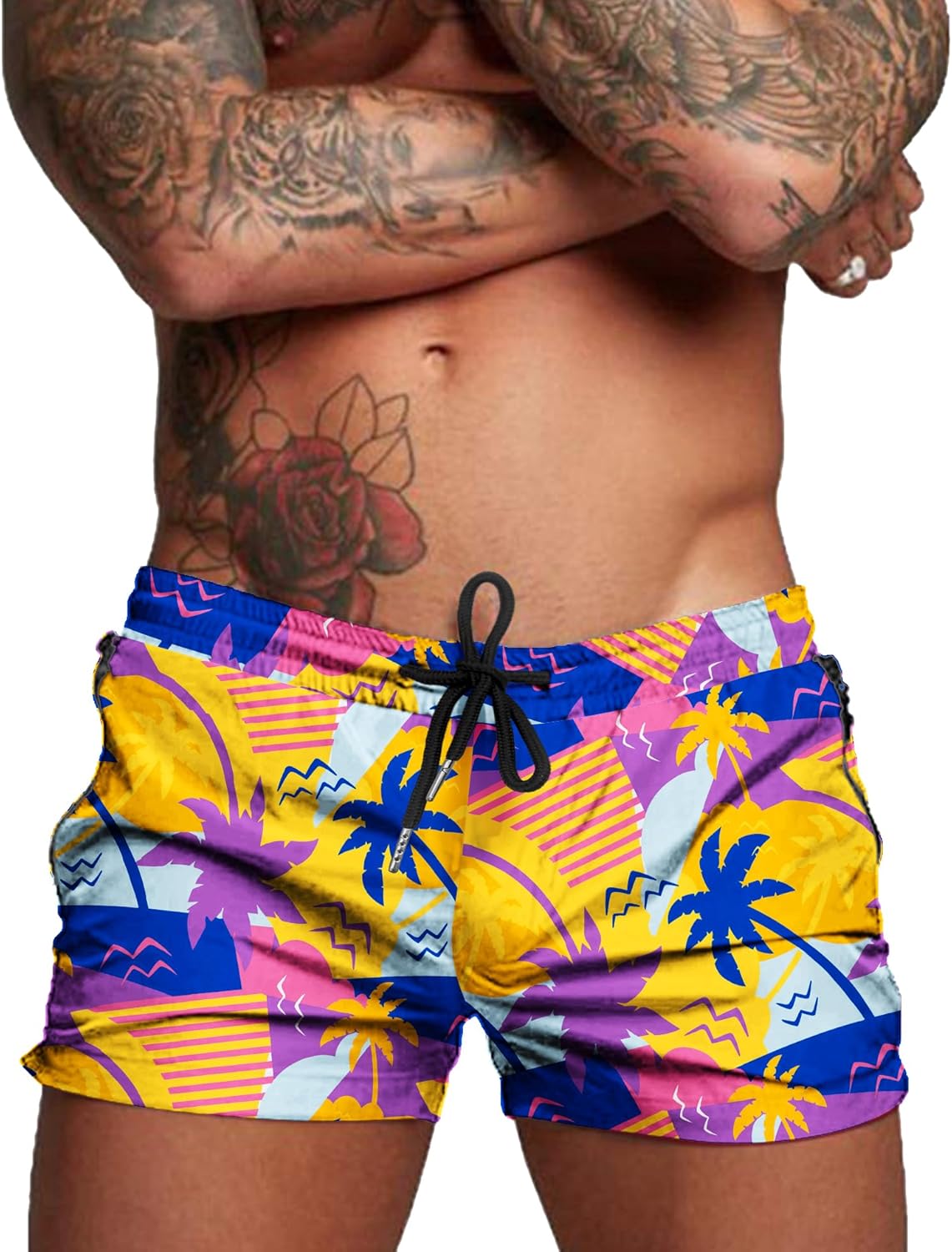 Detalle de COOFANDY Men's Swim Trunk with Quick Dry Fabric, Mesh Lining, and Zip Pockets