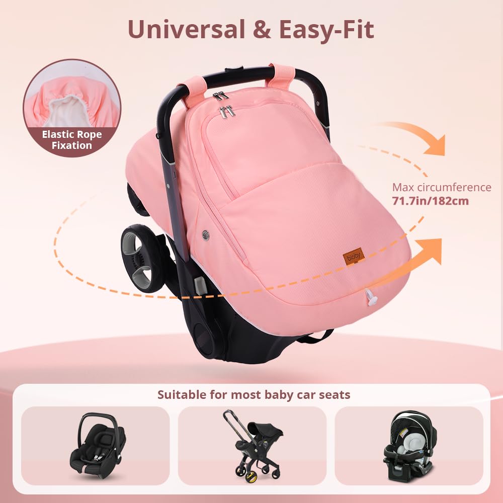 Thumbnail 3 de Bioby Winter Baby Car Seat Cover, Pink, Waterproof with Fleece Lining
