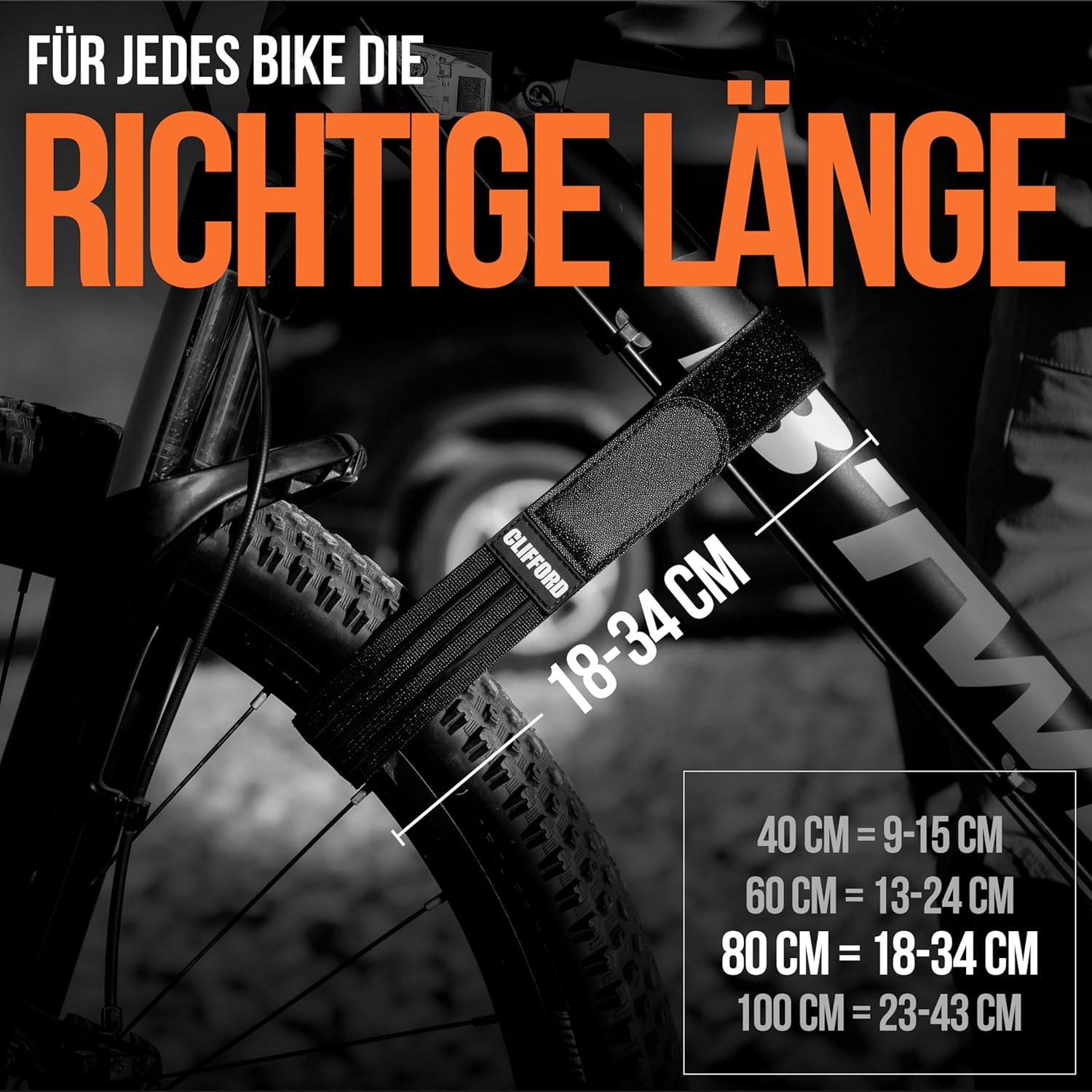 Thumbnail 2 de CLIFfford Spanngurte für Fahrradträger: Fixierung fürs Vorderrad & Rahmen-Sicherung mit extra starkem Klett