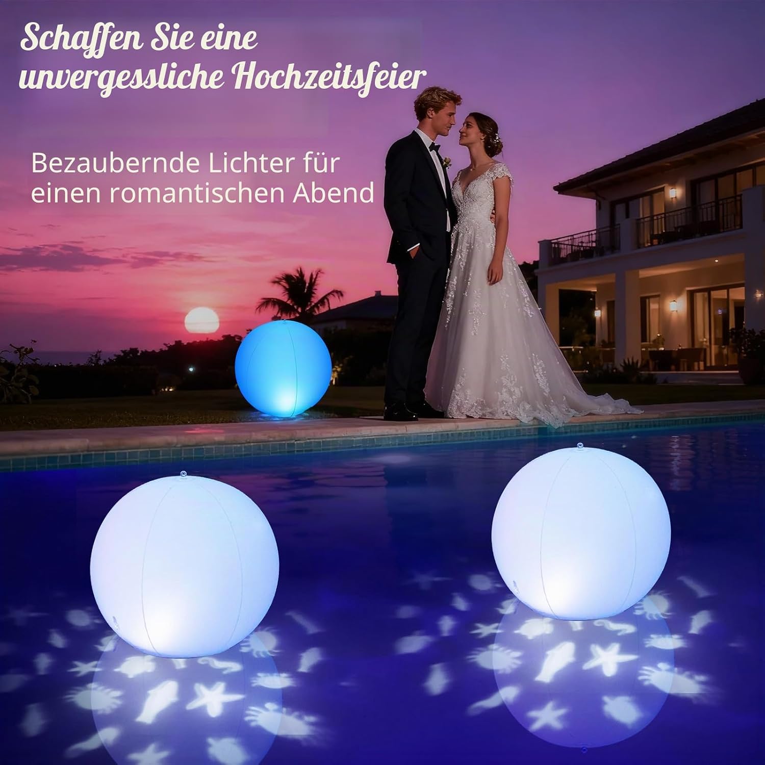Thumbnail 6 de Luxfero Schwimmende Solar-Poolbeleuchtung – aufblasbare Leuchtkugel, IP68, 2er-Set