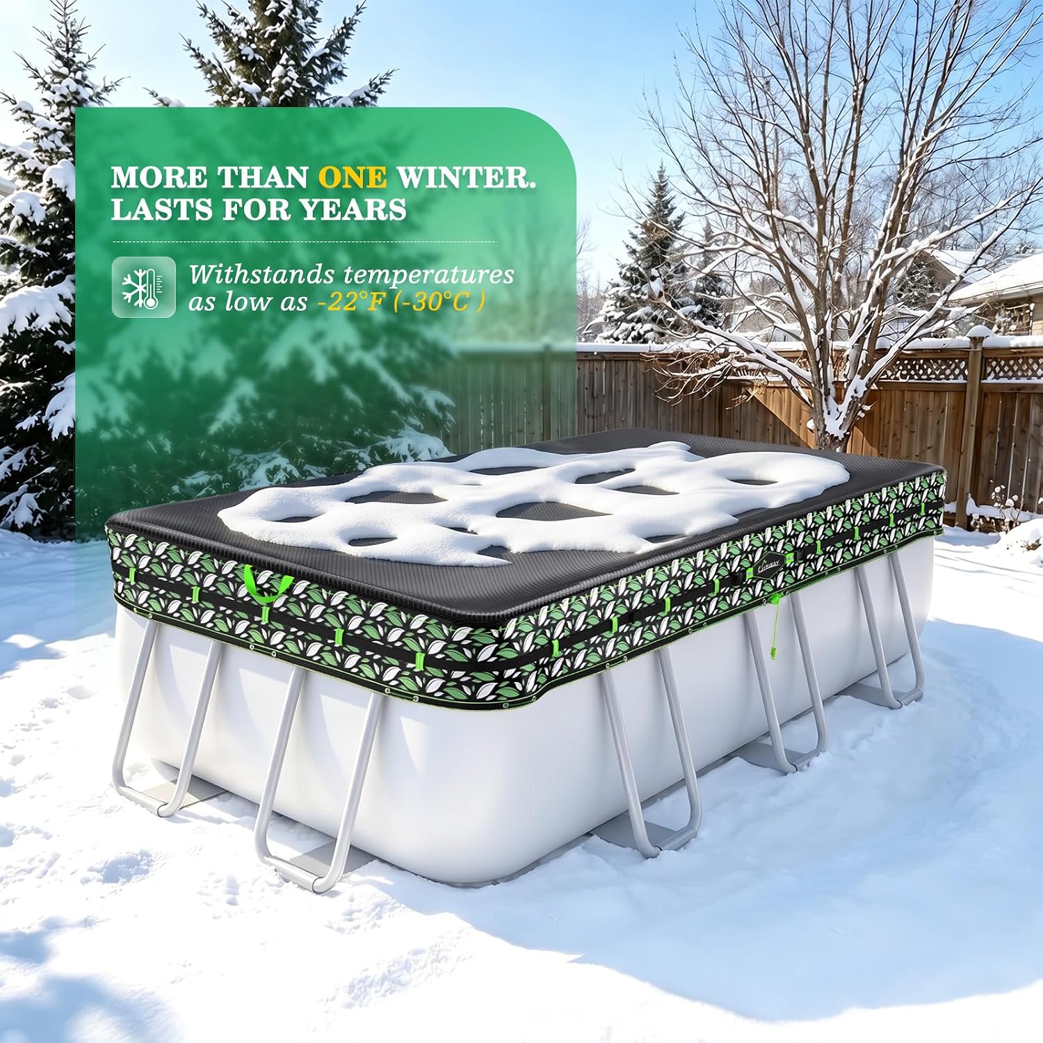 Detalle 2 de UIRWAY 16x32FT Rectangle Above-Ground Pool Cover, 200 GSM HDPE, UV Resistant