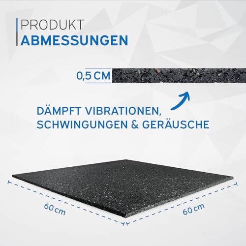 Detalle de kör4u Antivibrationsmatte 60x60x0,5 cm – Schallschutz für Waschmaschine, Trockner und Fitnessgeräte