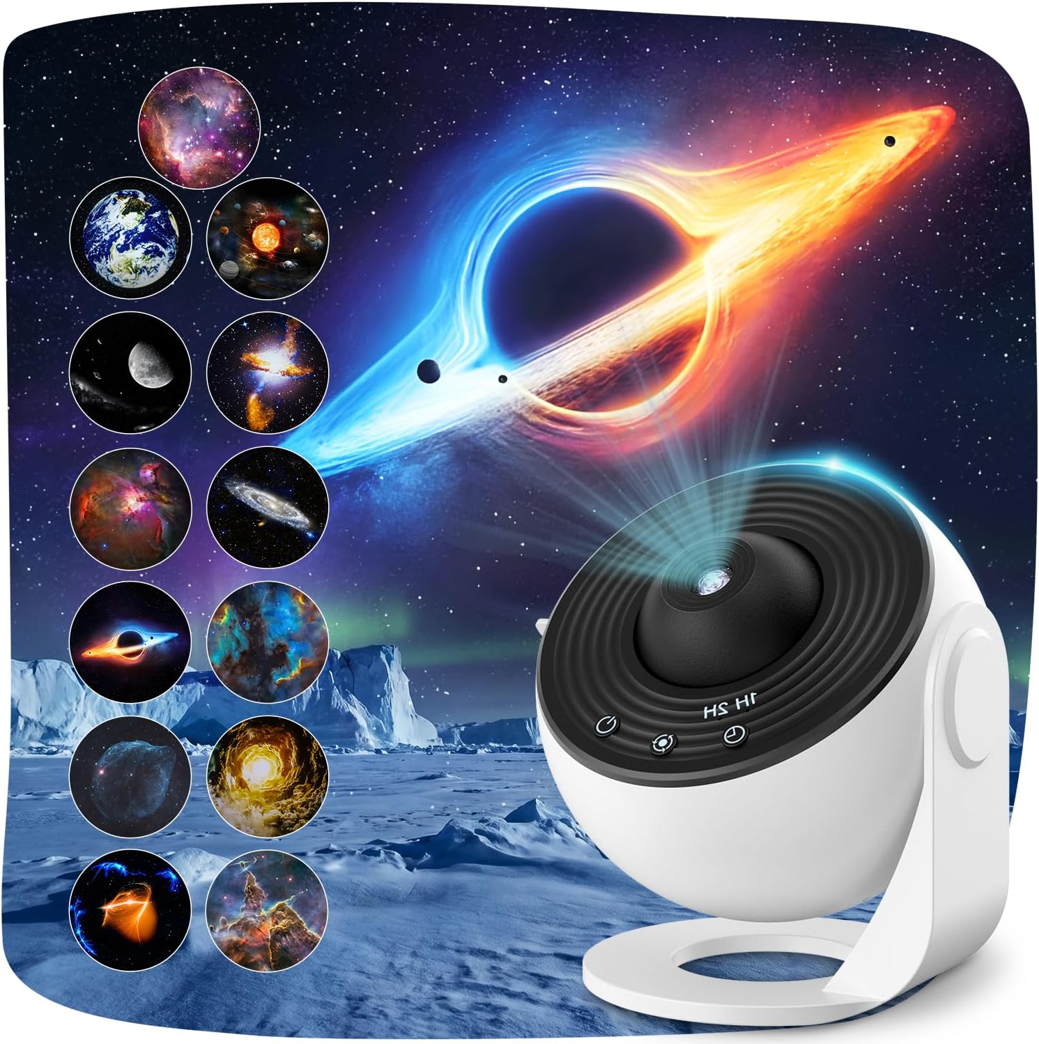 Detalle de NoxLumina Galaxy Projector Pro, 13-Disc Planetarium Projector with Timer
