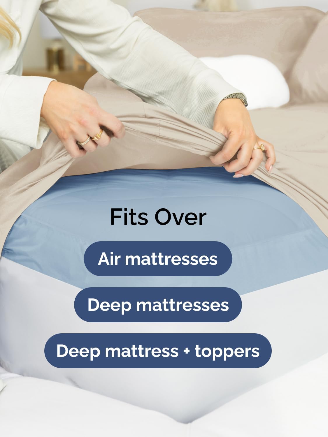 Thumbnail 5 de CGK Unlimited Extra Deep Queen Sheet Set (6-Piece) – Breathable, Cooling Microfiber with Extra-Deep Pockets – Wheat
