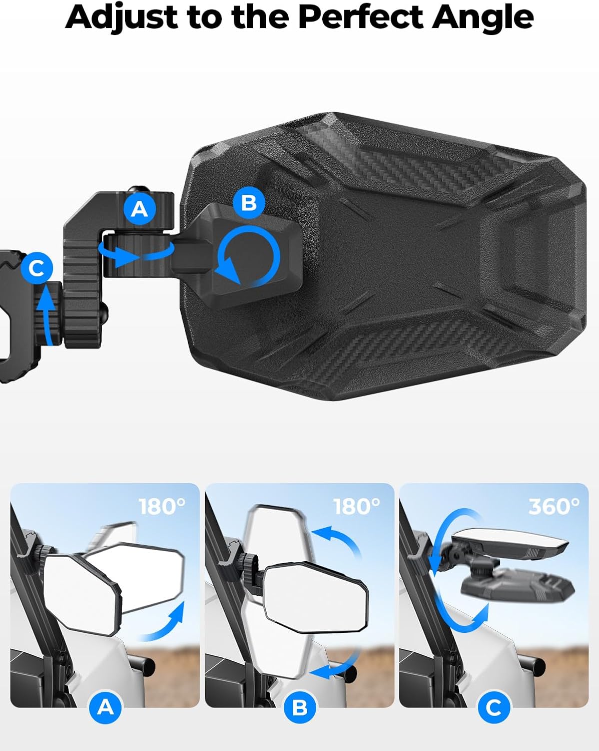 Detalle 1 de KEMIMOTO UTV Side Mirrors with ABS Housing