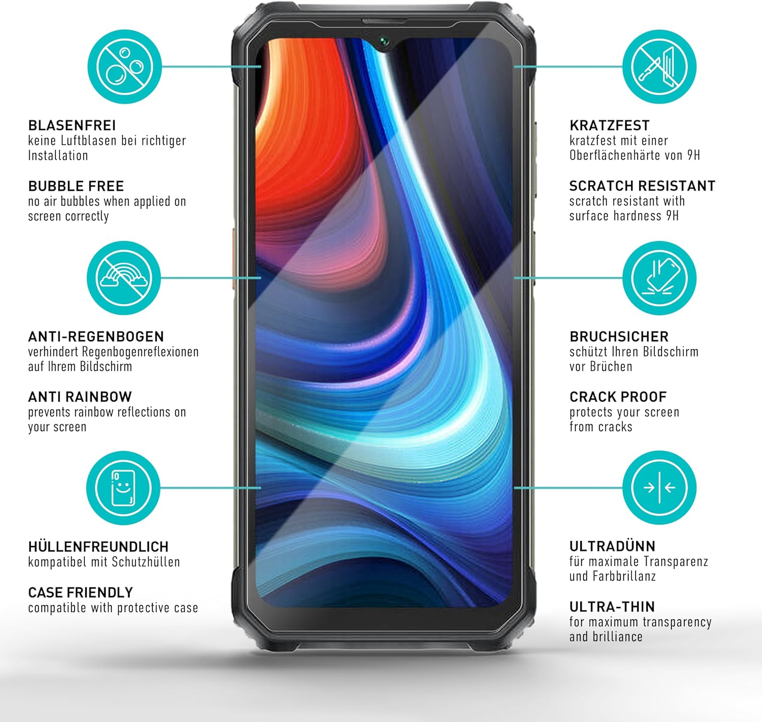 Detalle 2 de SmarTect Tempered Glass Screen Protector for Blackview BV9200, BV6200 & BV 6200 Pro, 3-Pack