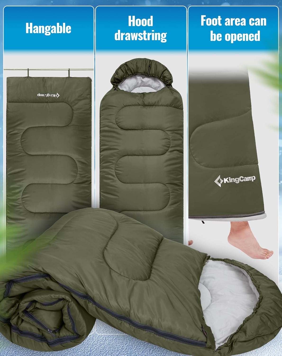 Thumbnail 5 de KingCamp Oasis 3–4 Season Waterproof Sleeping Bag (Left–Right Connectable) for Children & Adults