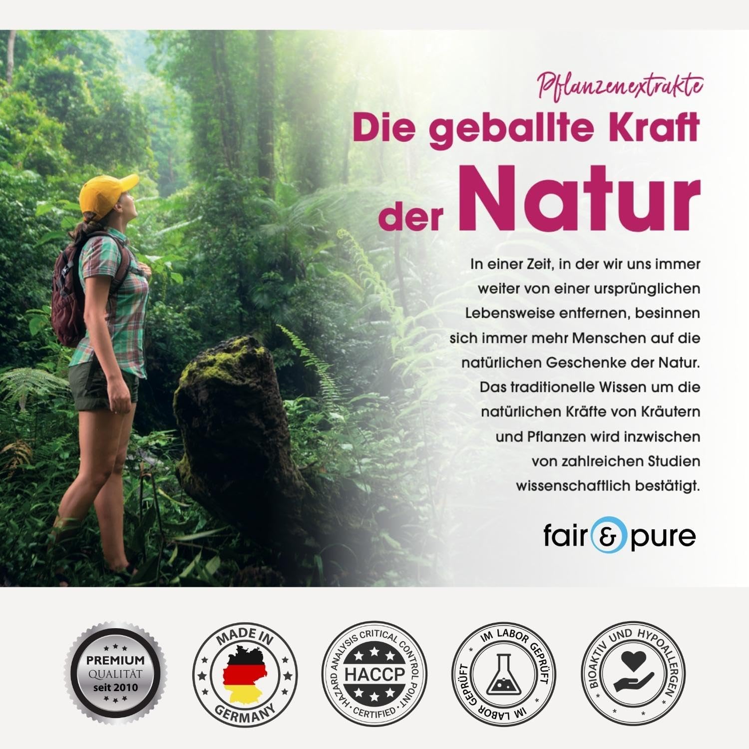 Detalle de Fair & Pure Olivenblatt Extrakt 500 mg, 120 Kapseln – vegan, ohne Magnesiumstearat, in Deutschland hergestellt
