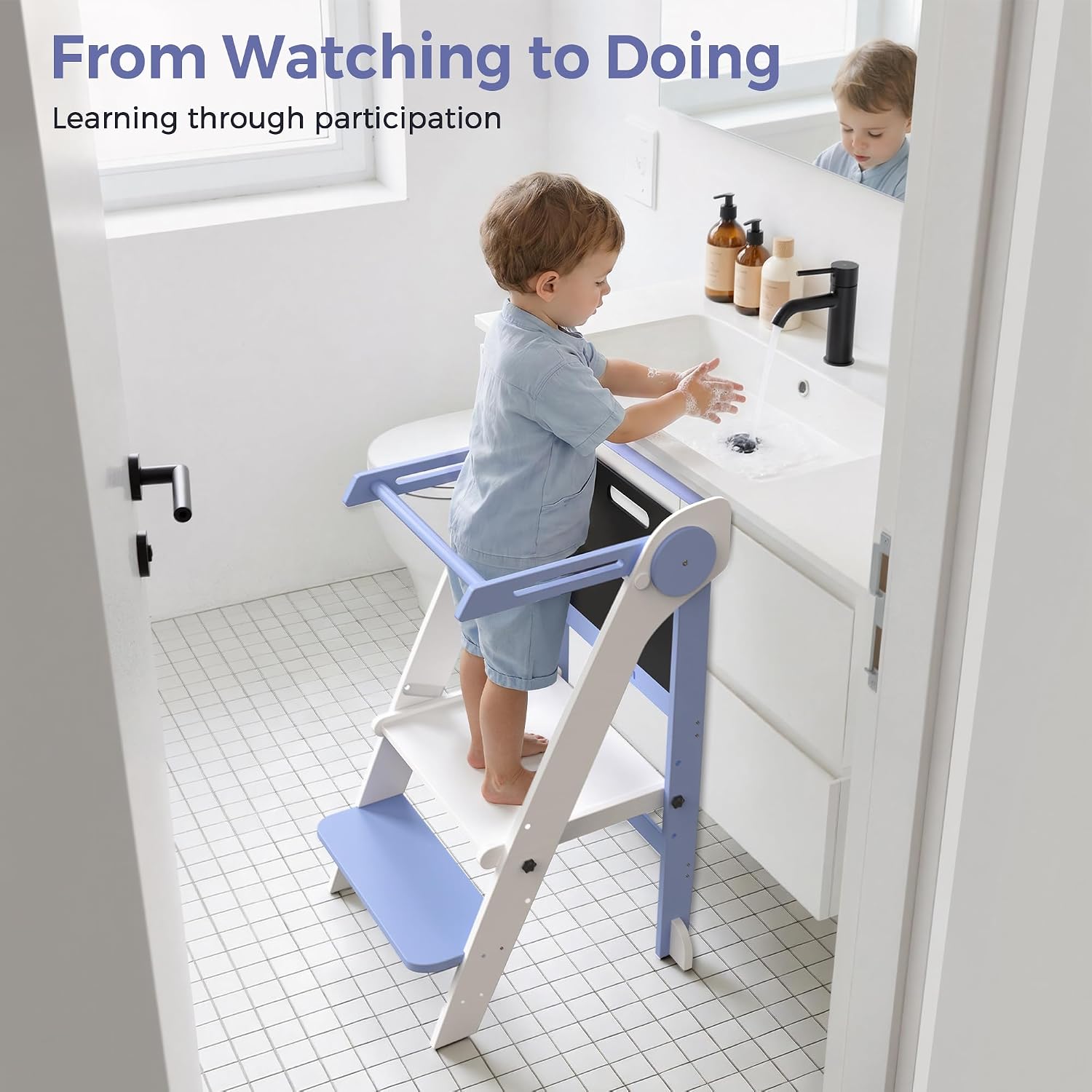 Detalle de MOMFANN Toddler Tower with Chalkboard