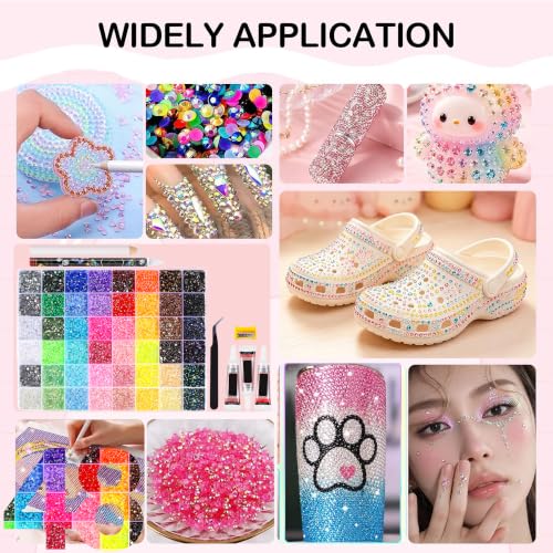 Thumbnail 5 de Easyojoy 48Colors Jelly Rhinestones Bedazzling Kit (45,000pcs) with Glue, Pens and Tweezers