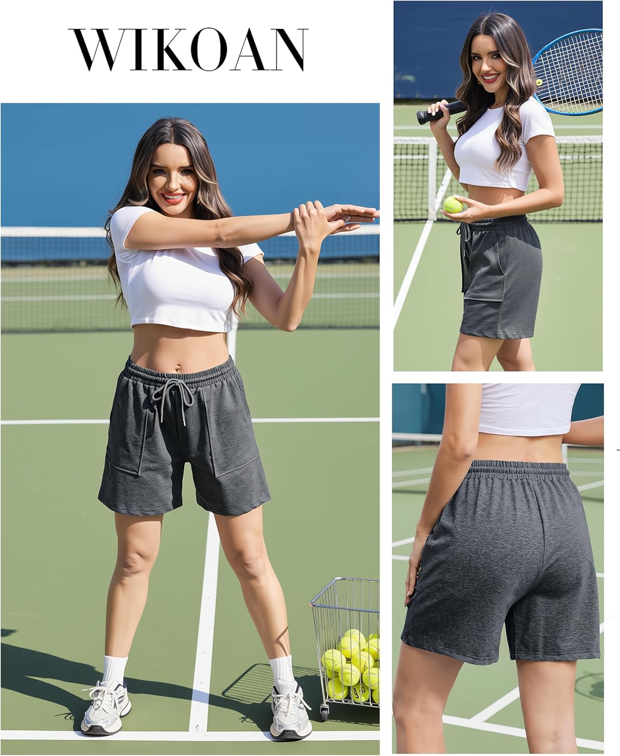 Thumbnail 1 de Wikoan Pantaloncini Sportivi da Donna – Comfort Estivo con Tasche Piane (S-XXL)