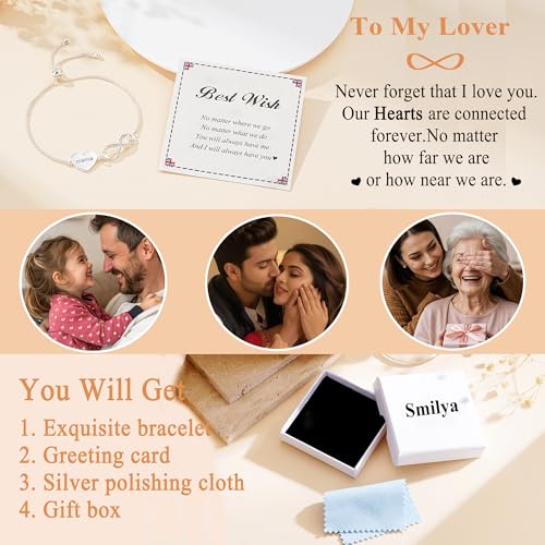 Thumbnail 4 de Smilya Sister Birthday Gifts for Girls: Adjustable Sterling Silver Heart & Infinity Bracelet
