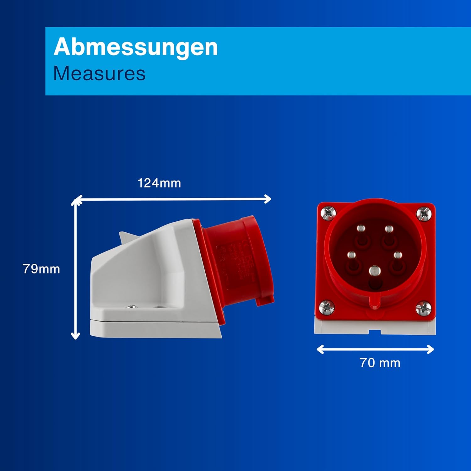 Thumbnail 3 de REV CEE Stecker Wandmontage 400V 16A, 5-polig, IP44 – robuster Drehstrom-Stecker