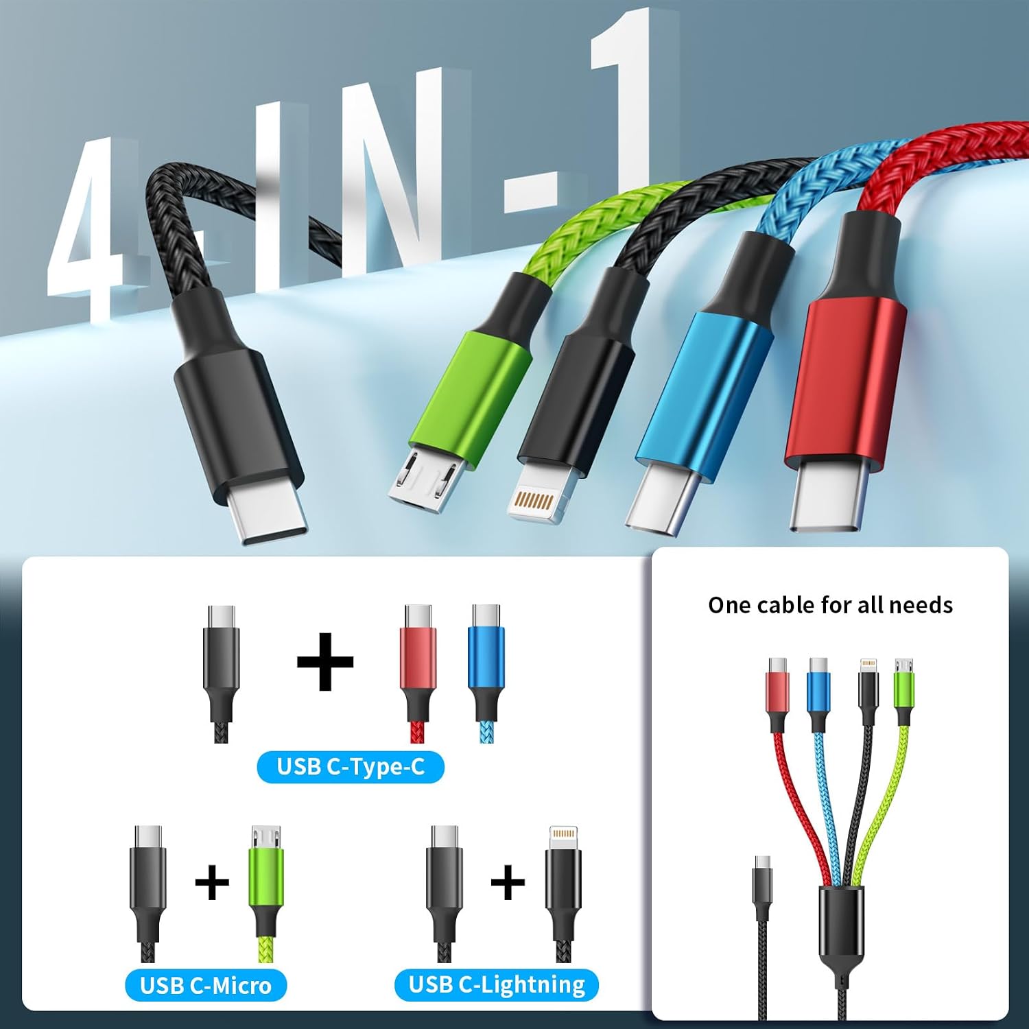 Detalle 2 de Firsting USB C Multi Charging Cable 5FT 🔌