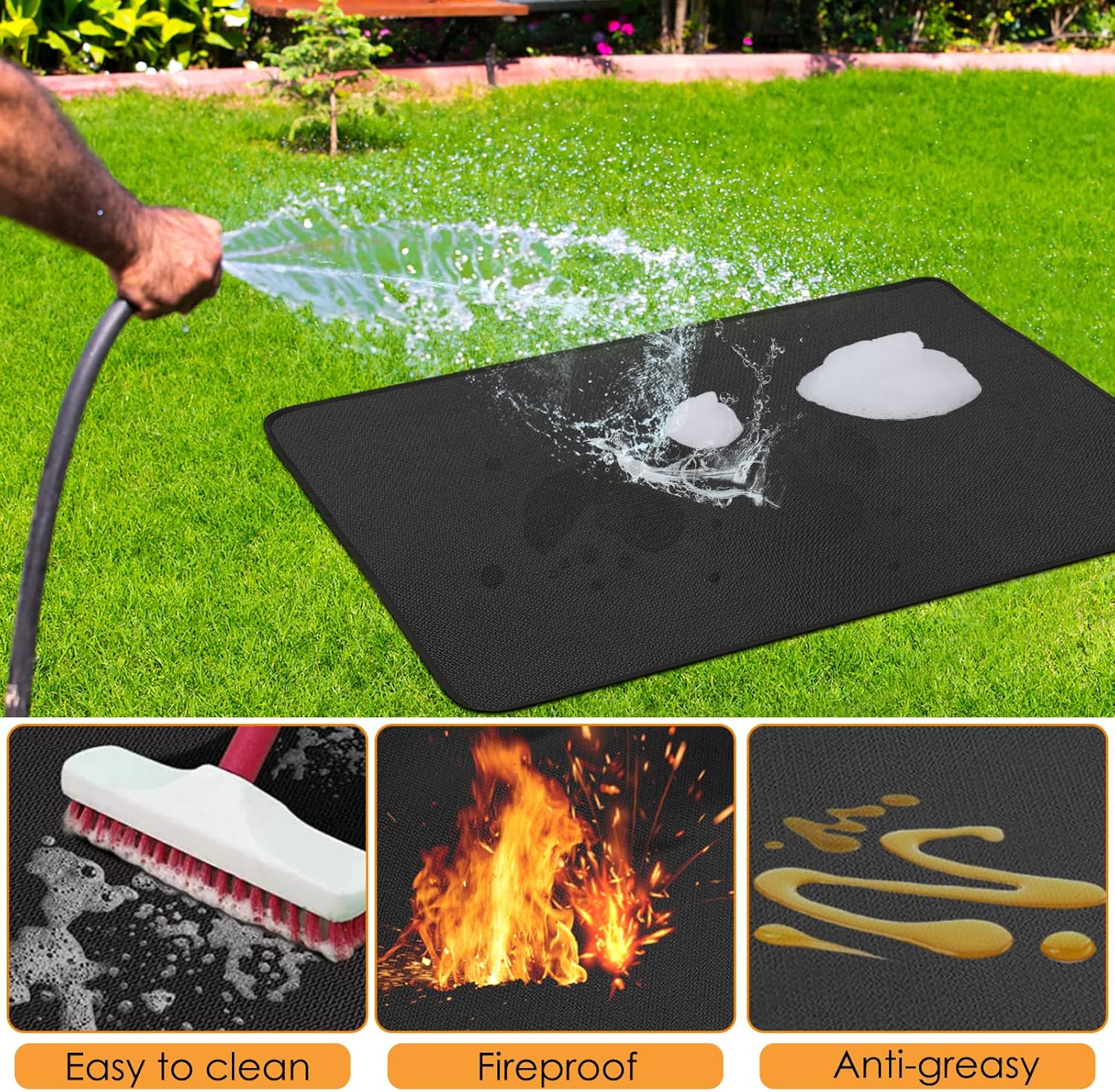 Thumbnail 1 de Fire Pit Mat 36 x 48 Inch 3-layer Fireproof Heat Resistant BBQ & Grill Protector