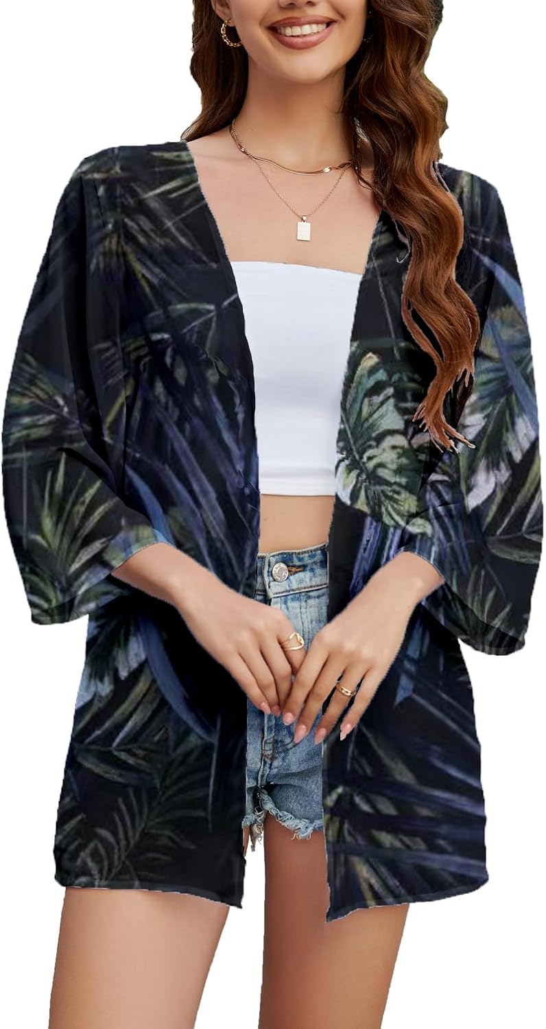 Thumbnail 6 de Hey Joo Women's Sheer Chiffon Kimono Cardigan Open Front – Beach Cover Up