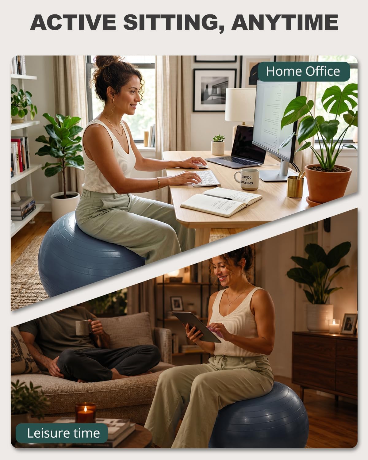 Thumbnail 6 de Trideer TRUS-6601SBMA65B Yoga Ball, 58–65 cm, Non-Slip PVC
