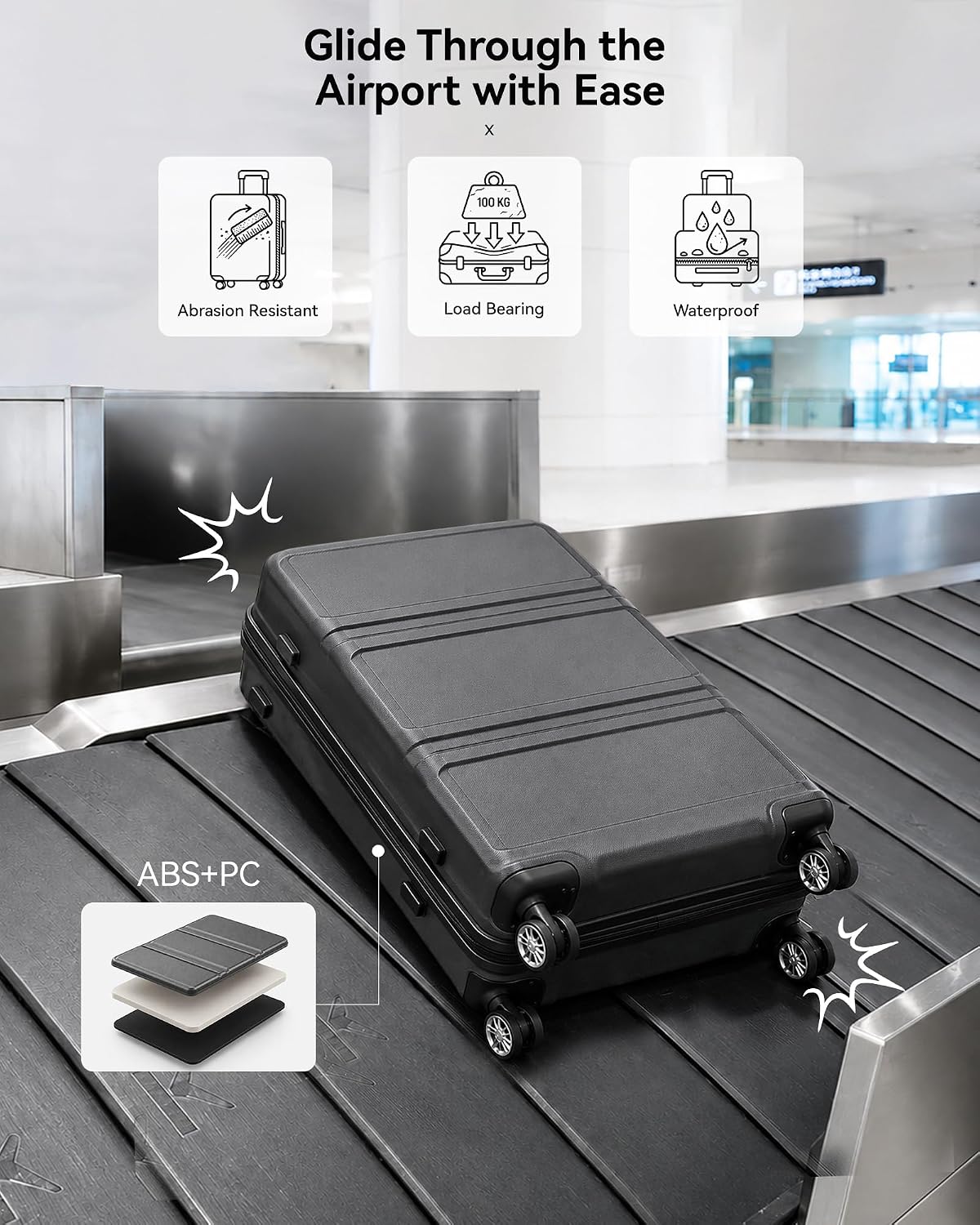 Thumbnail 5 de Kono Fashion Hand Luggage lightweight ABS+PC suitcase