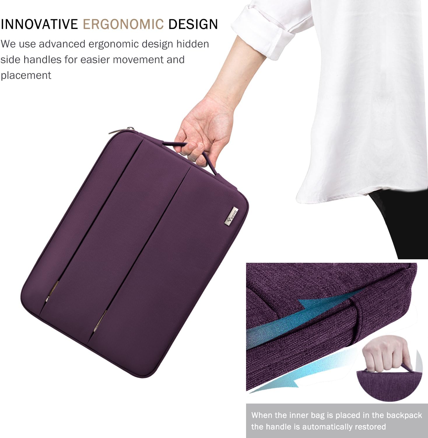 Thumbnail 3 de Voova 16 Inch Laptop Case Sleeve with Handle — Waterproof Dark Purple 💼