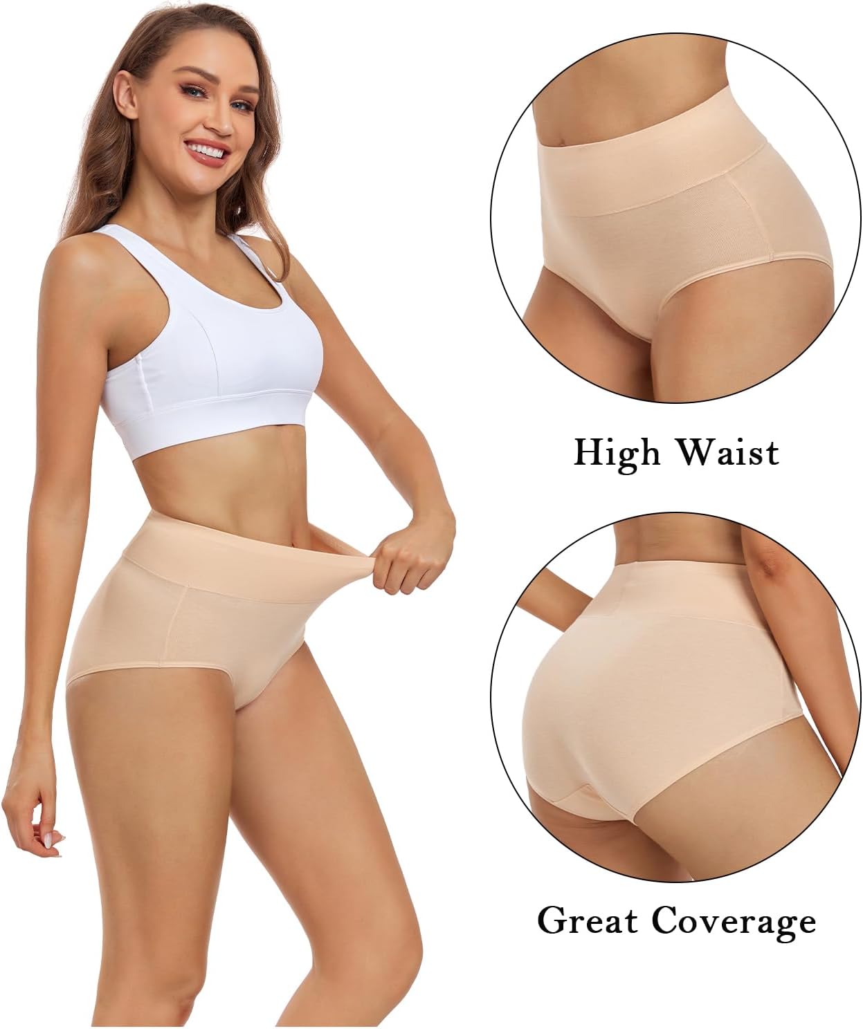 Thumbnail 3 de wirarpa Damen Unterhosen aus Baumwolle, Slips mit hoher Taille im 5er-Set