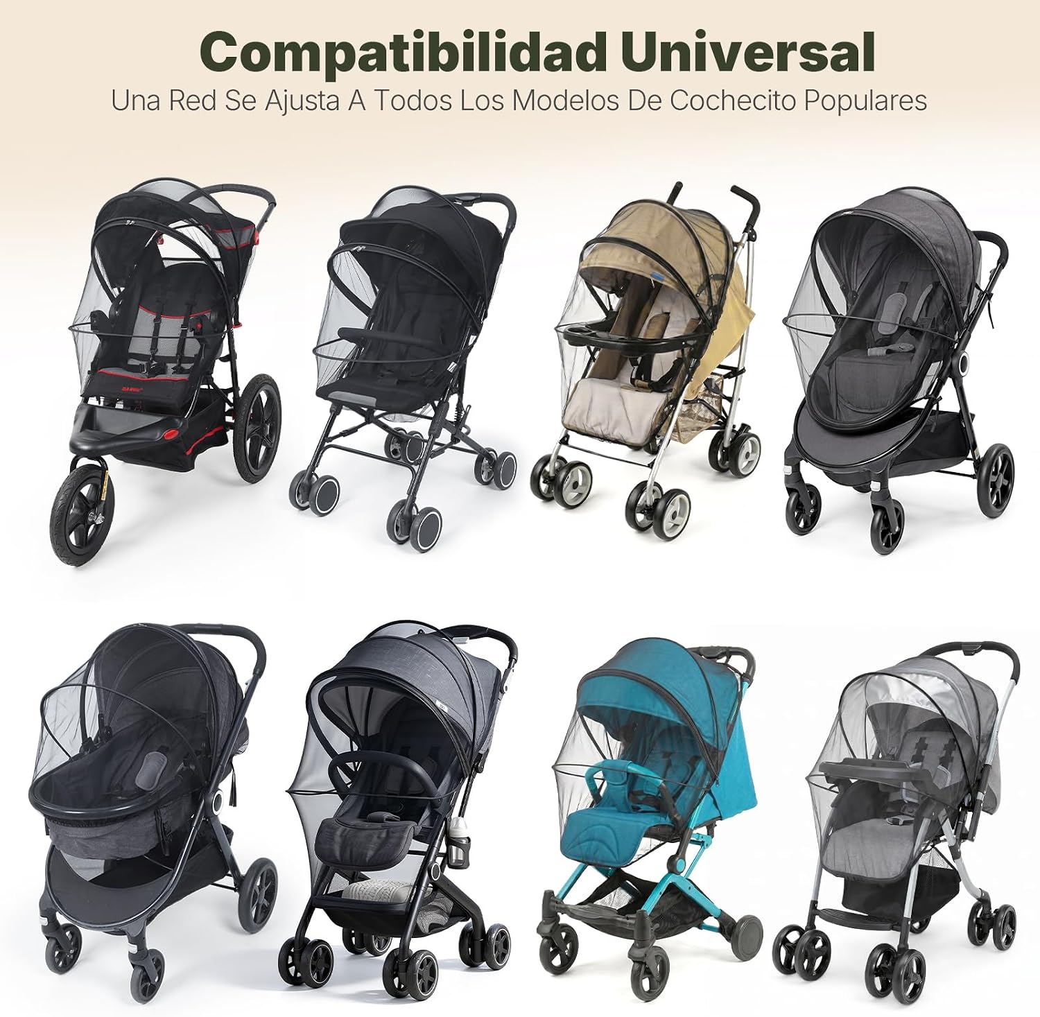 Detalle 2 de Orzbow Mosquitera Carrito Bebe Universal: red antimosquitos 3D PVC con cremallera para capazo y cochecito (Negro)