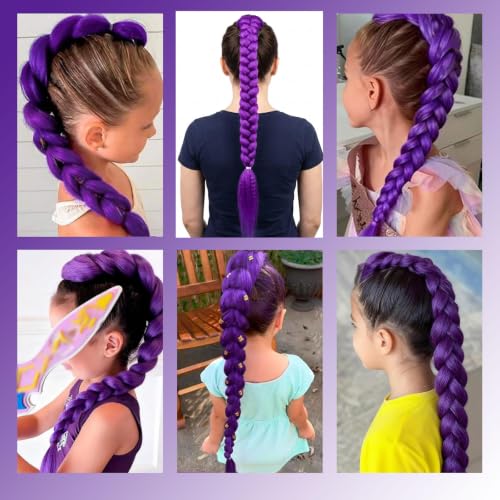 Thumbnail 4 de Zynxel trenza morada con clip, extensión de 66 cm para cosplay y disfraces