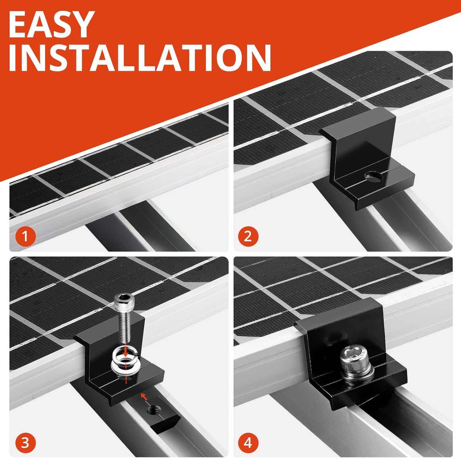 Thumbnail 3 de GETLITOOL Solarmodul Halterung 35mm Endklemme Kit – 10x Randklemme für Photovoltaik Schienenmontage