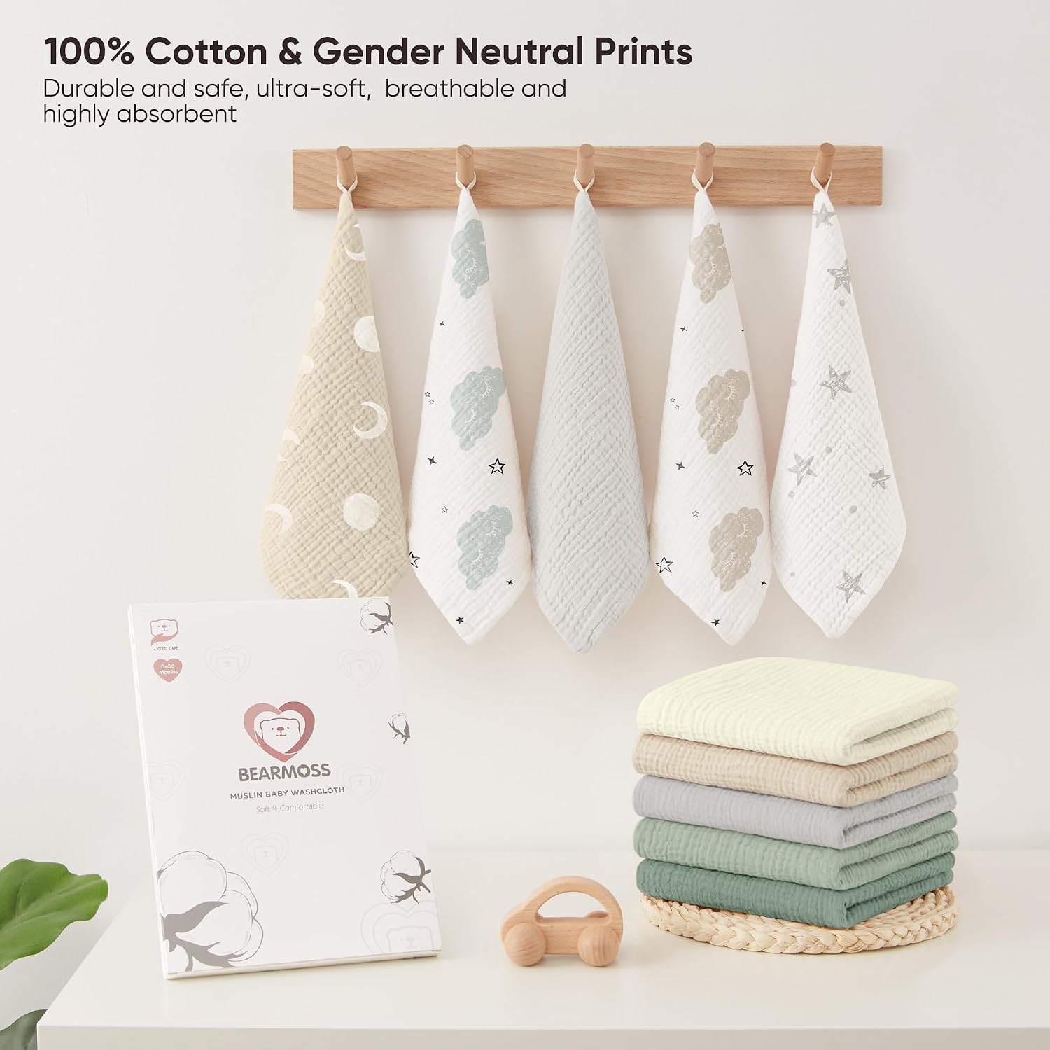 Thumbnail 5 de bearmoss Muslin Squares 25x25 cm 100% cotton burp cloths