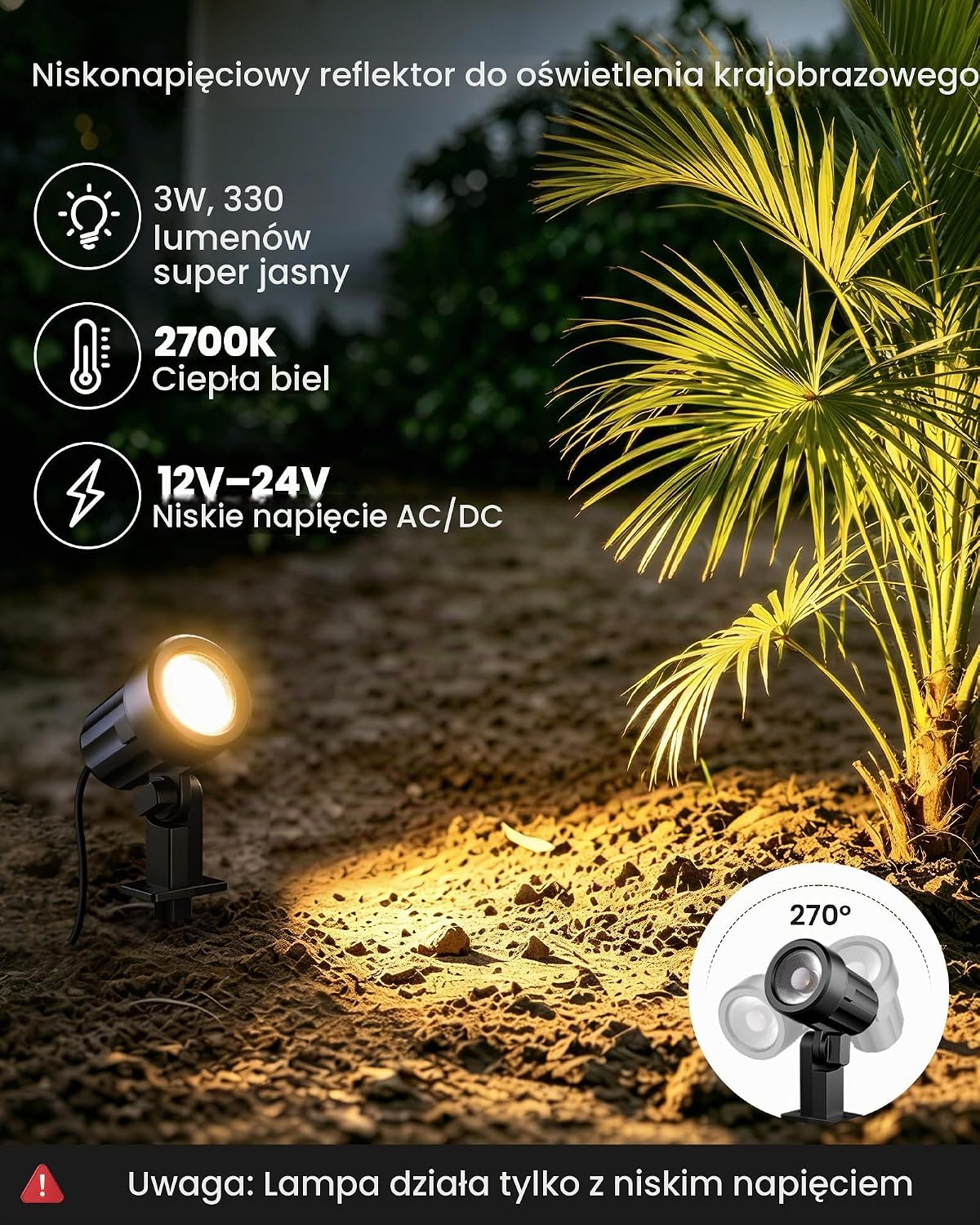Detalle de MEIKEE DSTA03 – zestaw reflektorów ogrodowych LED, 8 szt., IP66, ciepła biel