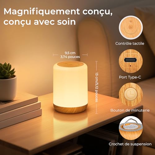 Thumbnail 5 de VIWAVE Lampe de Chevet Tactile — Veilleuse bébé 256 couleurs RVB et 3 modes