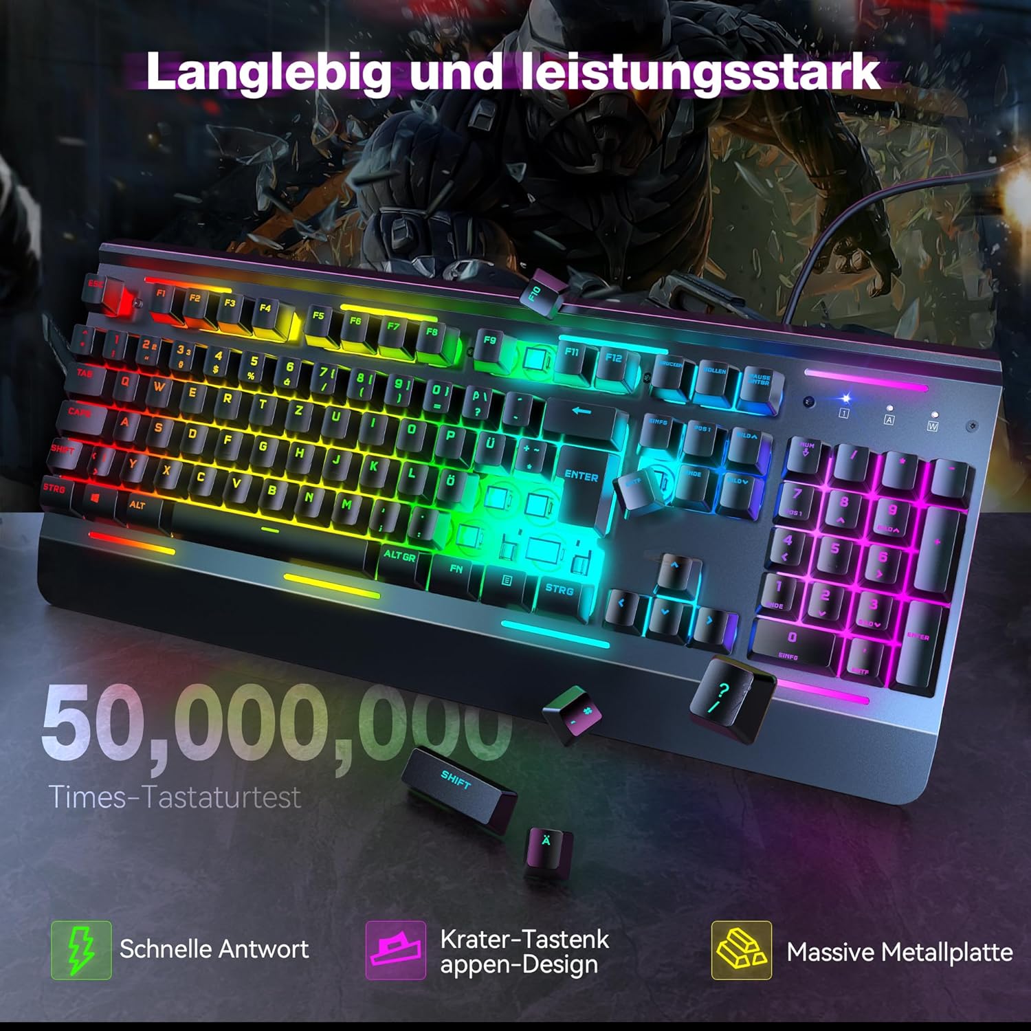 Thumbnail 4 de TECKNET RGB Gaming Tastatur 105 Tasten ⌨