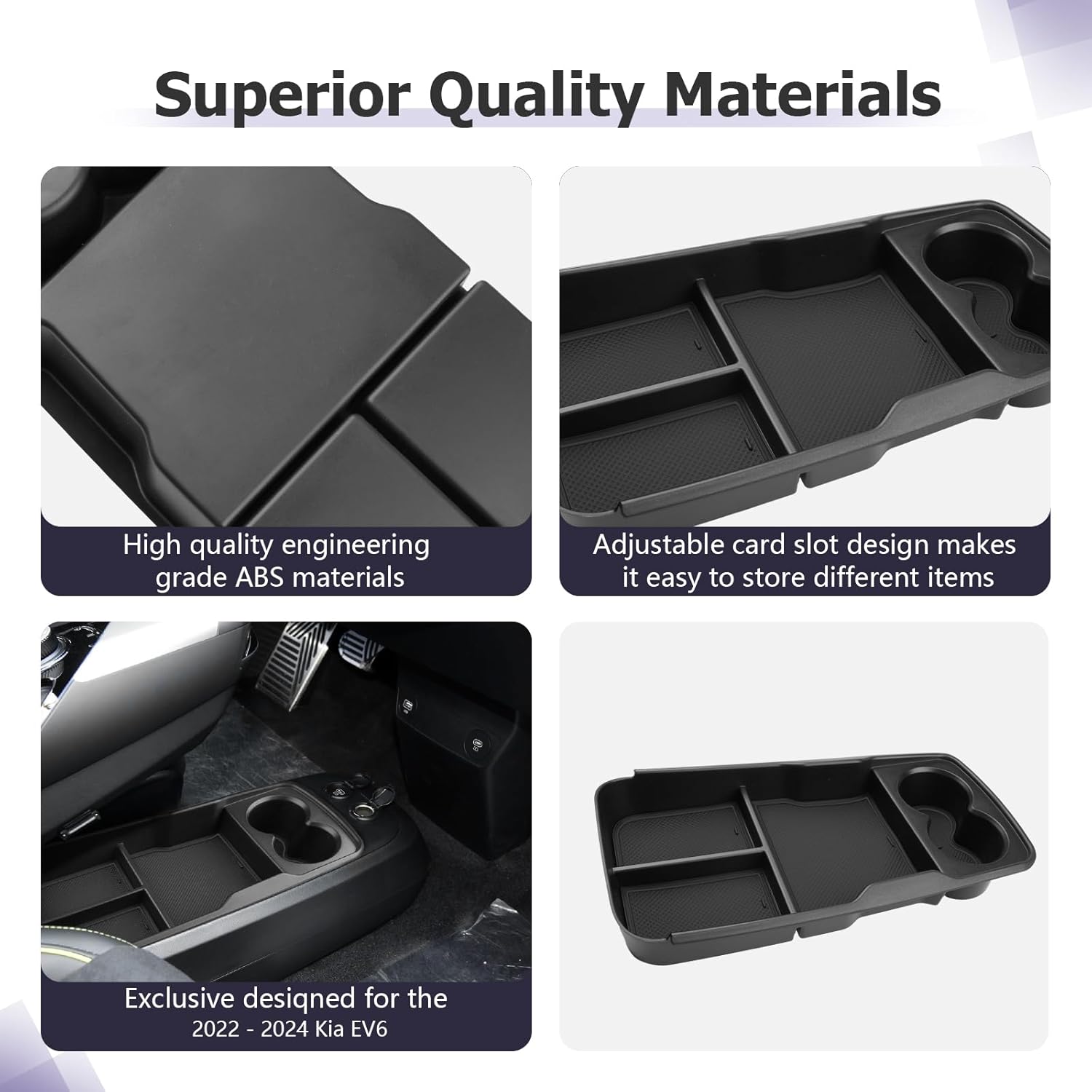 Detalle de LUWU Centre Console Organizer for Kia EV6 (2021-2025) – Lower Console Storage with Cup Holder