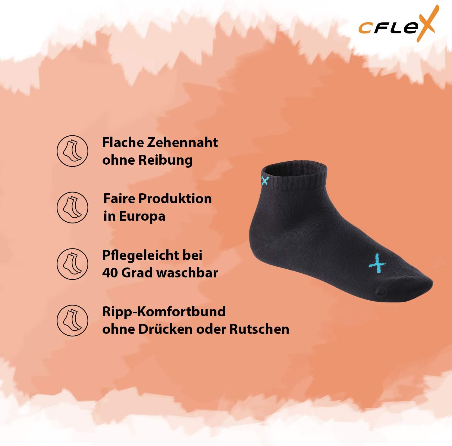 Detalle 2 de CFLEX LIFESTYLE Unisex Low-Cut Socks, 6 Pairs, High Cotton Content
