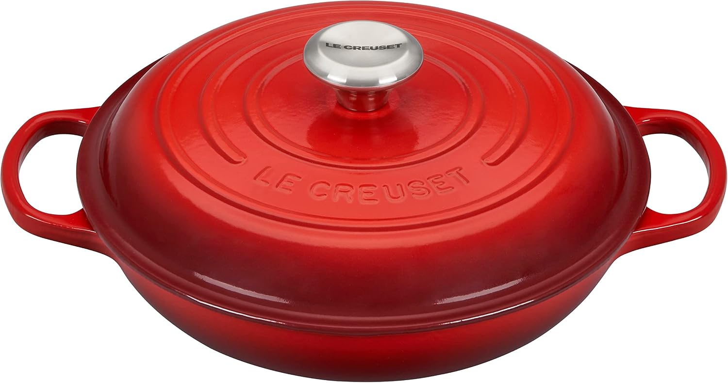 Detalle de Le Creuset Signature Gusseisen Gourmet-Profitopf rund Ø 26 cm, 2,2 l – Shell Pink