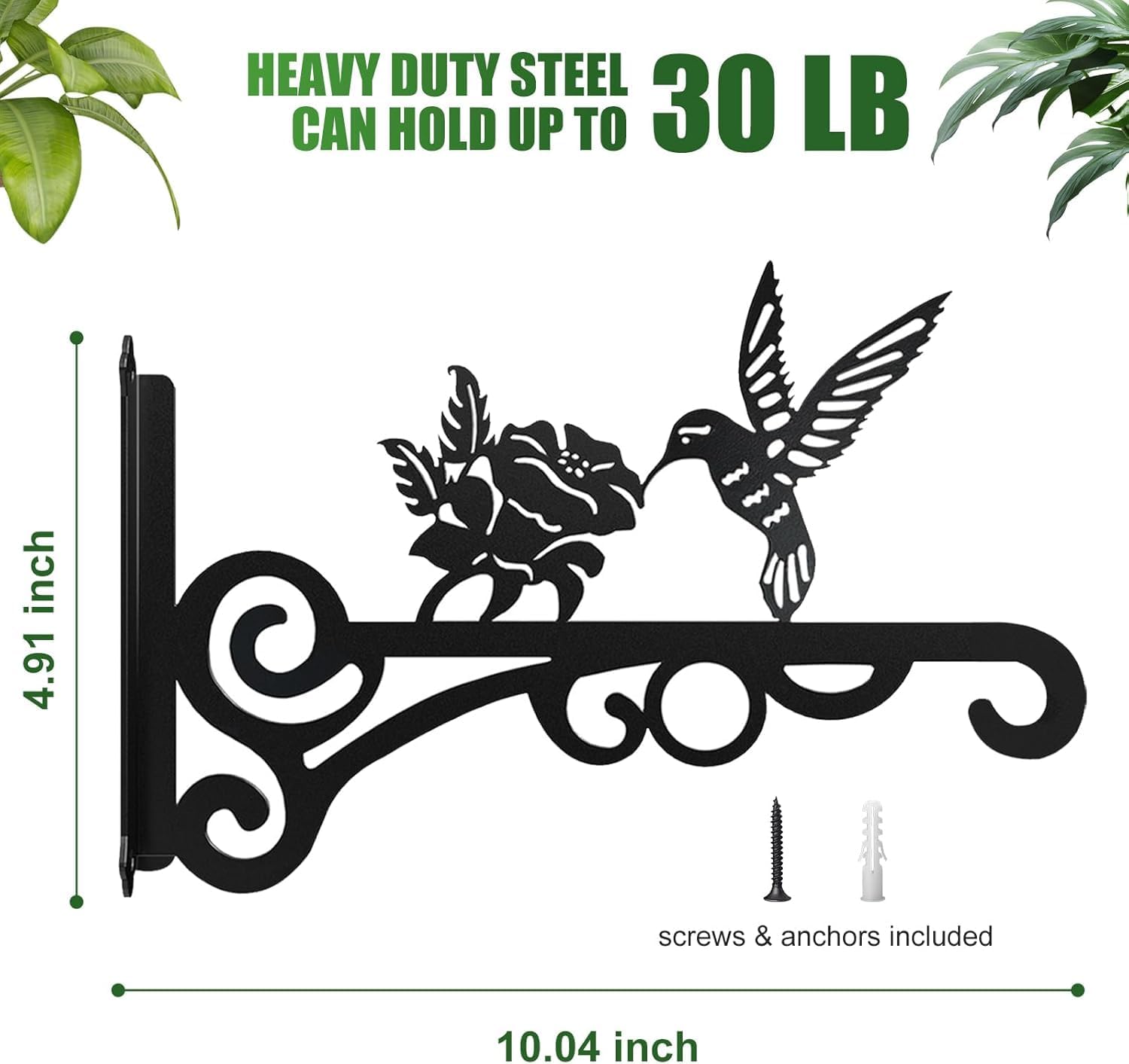 Thumbnail 4 de Ziwijity 2-Pack Iron Plant Hanger Wall Hooks (Black, 10 inch, 2 PCS)
