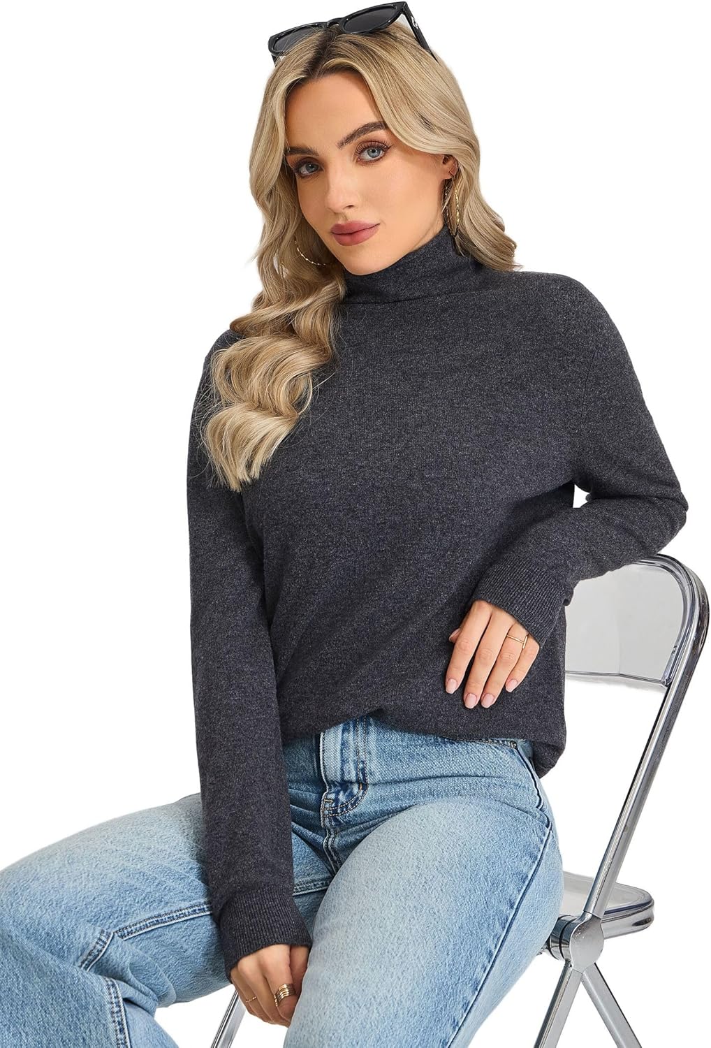 Thumbnail 4 de VETLURY Rollkragenpullover aus 100% Merinowolle – figurbetonter Feinstrick mit Stehkragen