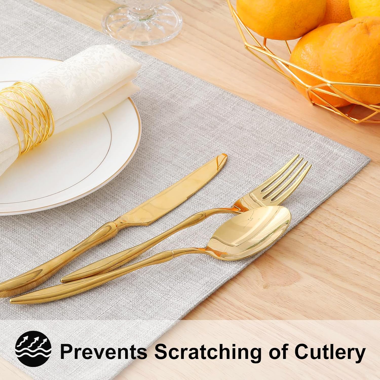 Detalle de Homing Cotton Linen Placemats Set of 6 (13 x 19 Inch) in Neutral Beige