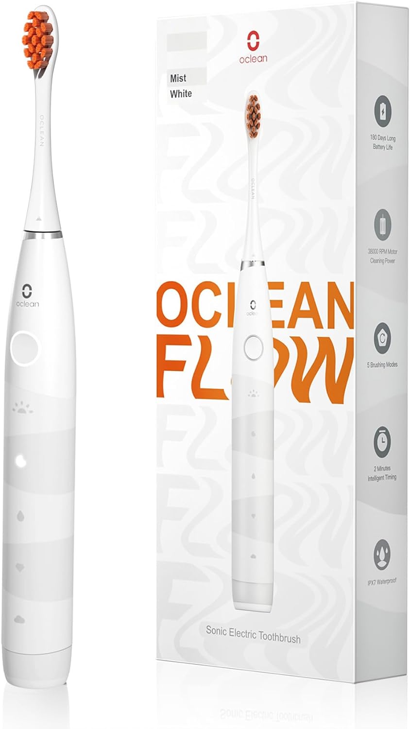 Detalle de Oclean Flow Spazzolino Elettrico Sonico: pulizia profonda, 5 modalità e batteria a lunga durata