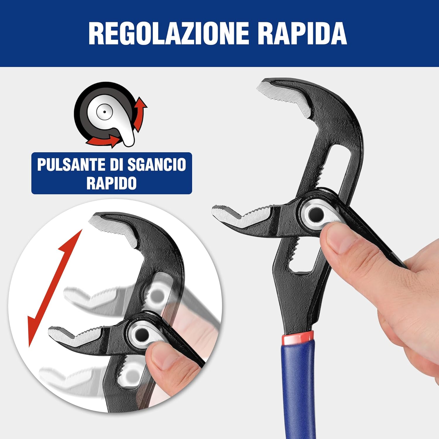 Thumbnail 1 de WORKPRO Pinze Regolabili per Tubi e Dadi 2 Pezzi (200 mm e 250 mm) – Impugnatura ergonomica e regolazione fine