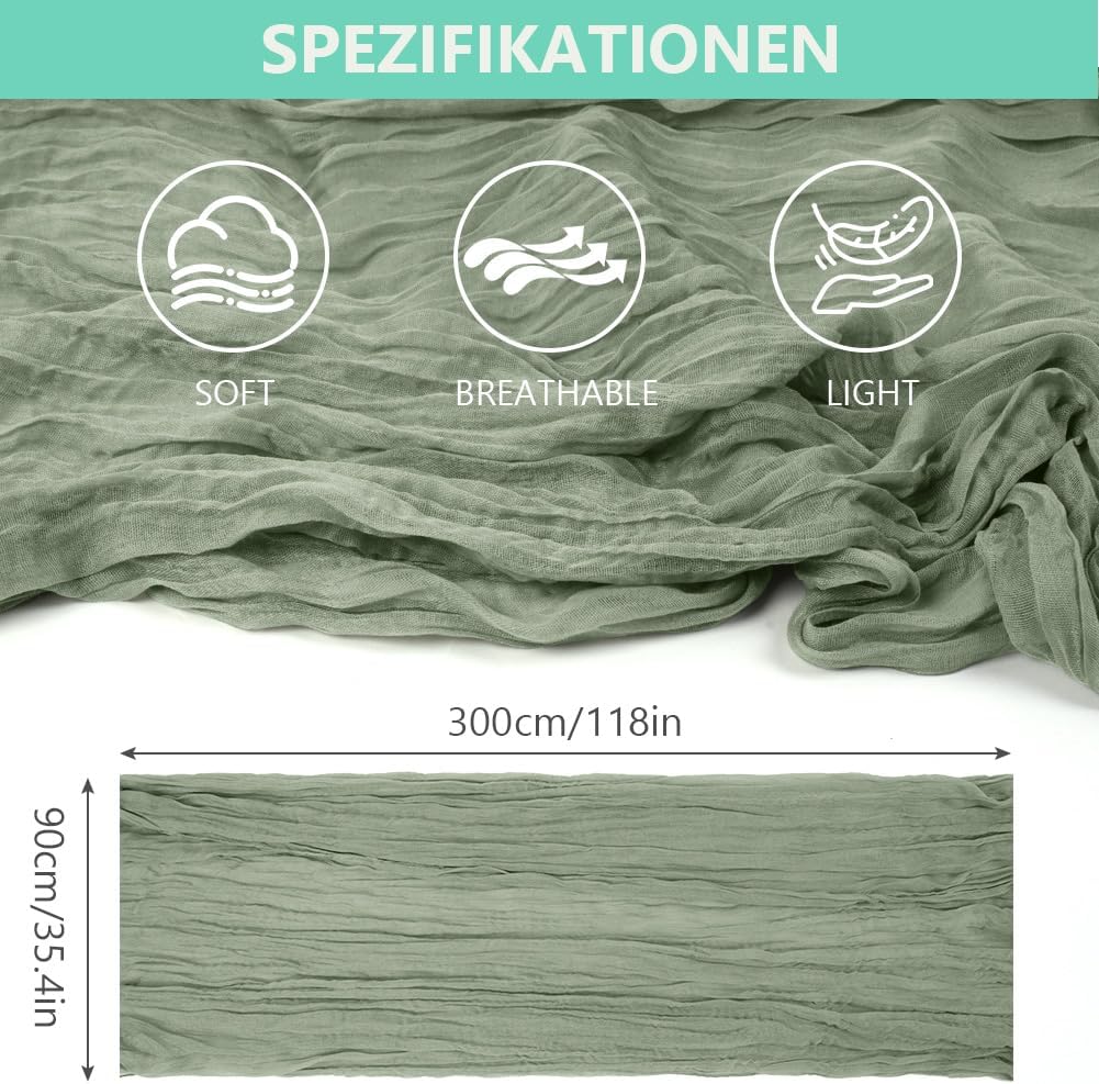 Detalle 2 de AUAUY ostdukslöpare, 6-pack, 90 x 300 cm, salviagrön polyester