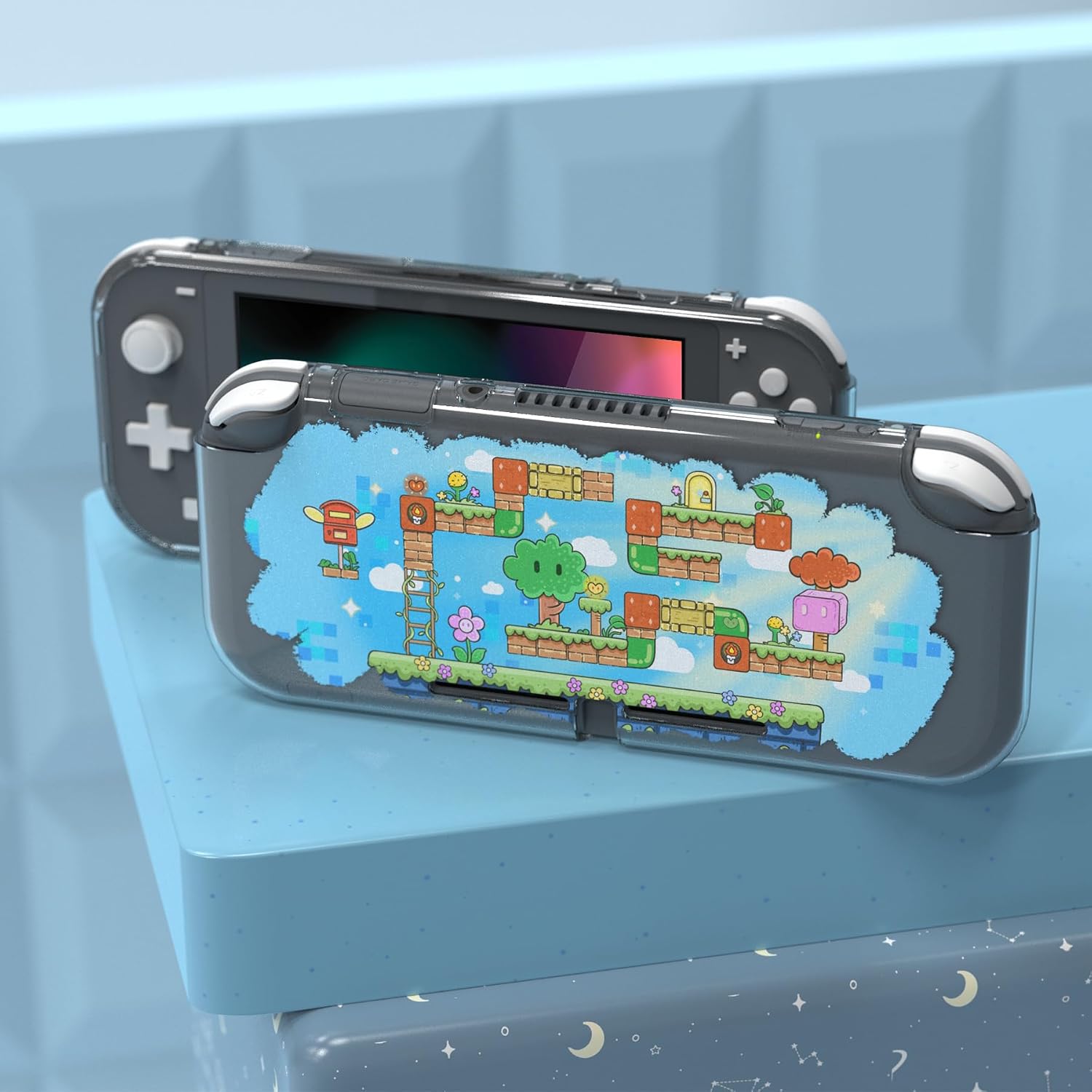 Detalle de PlayVital Custom Protective Case for Nintendo Switch Lite — Slim TPU Cover (Blocks Adventure)